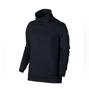 Women’s Nike‎ Black Funnel Neck Dri-fit Fleece Sweatshirt Active Lounge Workout